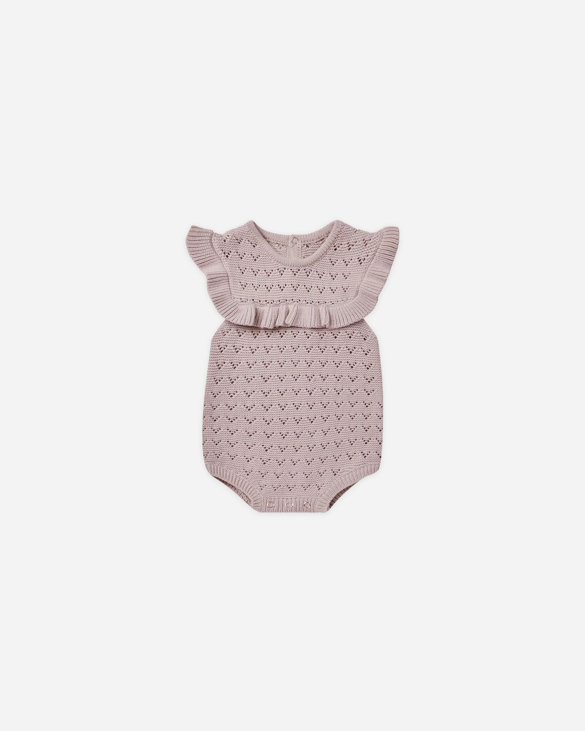 Pointelle Ruffle Romper || Lavender | Rylee + Cru