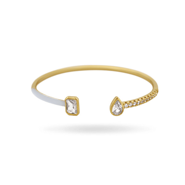 Toi et Moi White Enamel Bangle | IceLink