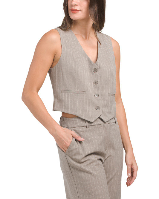 Pinstripe Fitted Vest Jacket | TJ Maxx