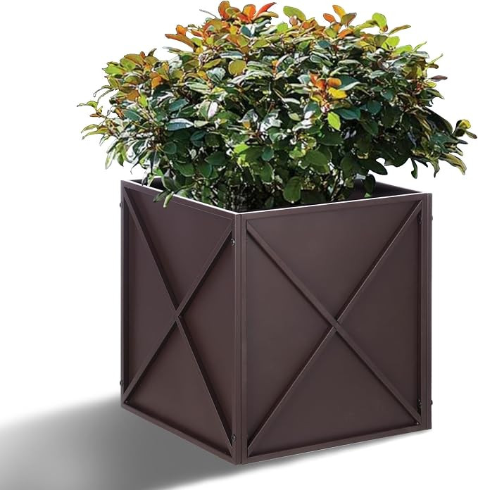 BAYN Metal Square Planter Box Tall Planters for Outdoor Plants Modern Heavy Duty with Drainage Ho... | Amazon (US)
