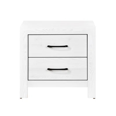 White Bedroom Nightstand With 2 Drawers And Metal Center Glides - Rustic Modern Flair In For Black Accents On | Wayfair North America