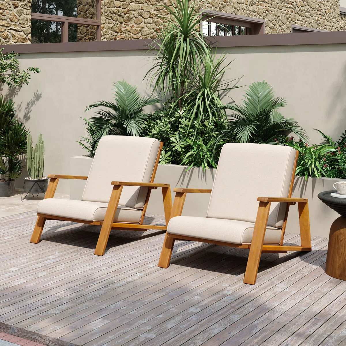 Brayson Acacia Outdoor Lounge Chair (Set of 2) | Wayfair North America