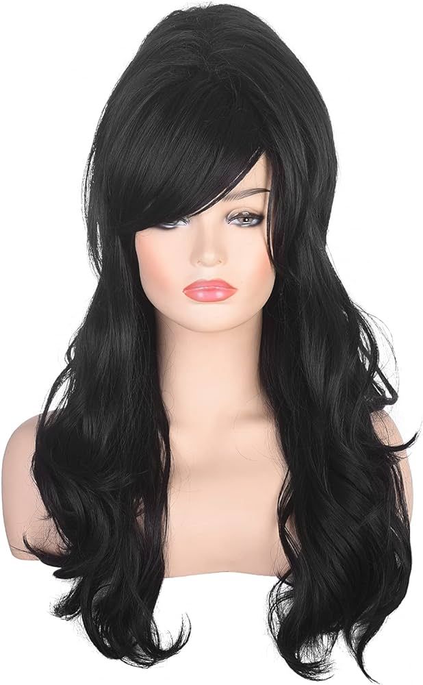 AMZCOS Women Black Beehive Wig Long Curly Wavy Bouffant Heat Resistant Synthetic Hair wigs for Wo... | Amazon (US)