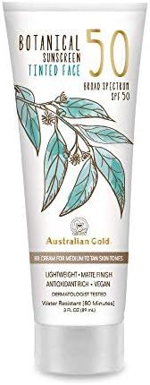 Australian Gold Botanical Sunscreen Tinted Face BB Cream SPF 50, 3 Ounce | Medium-Tan | Broad Spe... | Amazon (US)