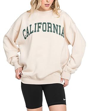 Urban Look Womens Loose Fit California and Los Angeles Fleece Sweatshirts | Amazon (US)