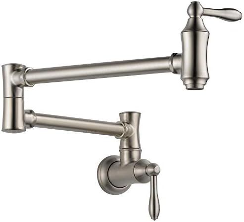 Delta Faucet Traditional Wall-Mount Pot Filler Faucet, Stainless 1177LF-SS, 0.5 | Amazon (US)
