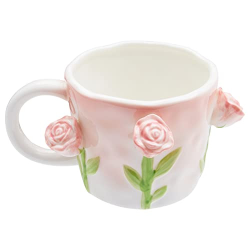Szoyeay 3D Flower Coffee Mug Pink Rose Ceramic Cup,12 oz Cute Handmade Mugs,Christmas Birthday Surprise for Friends Family or Flower Lovers (Pink Rose) | Amazon (US)