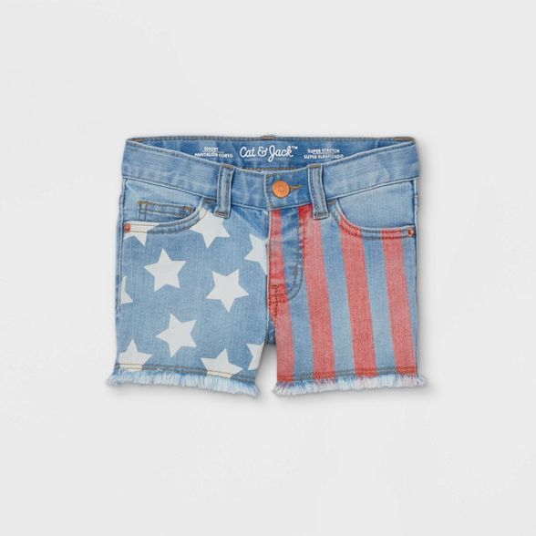 Toddler Girls' Flag Jean Shorts - Cat & Jack™ Light Blue | Target