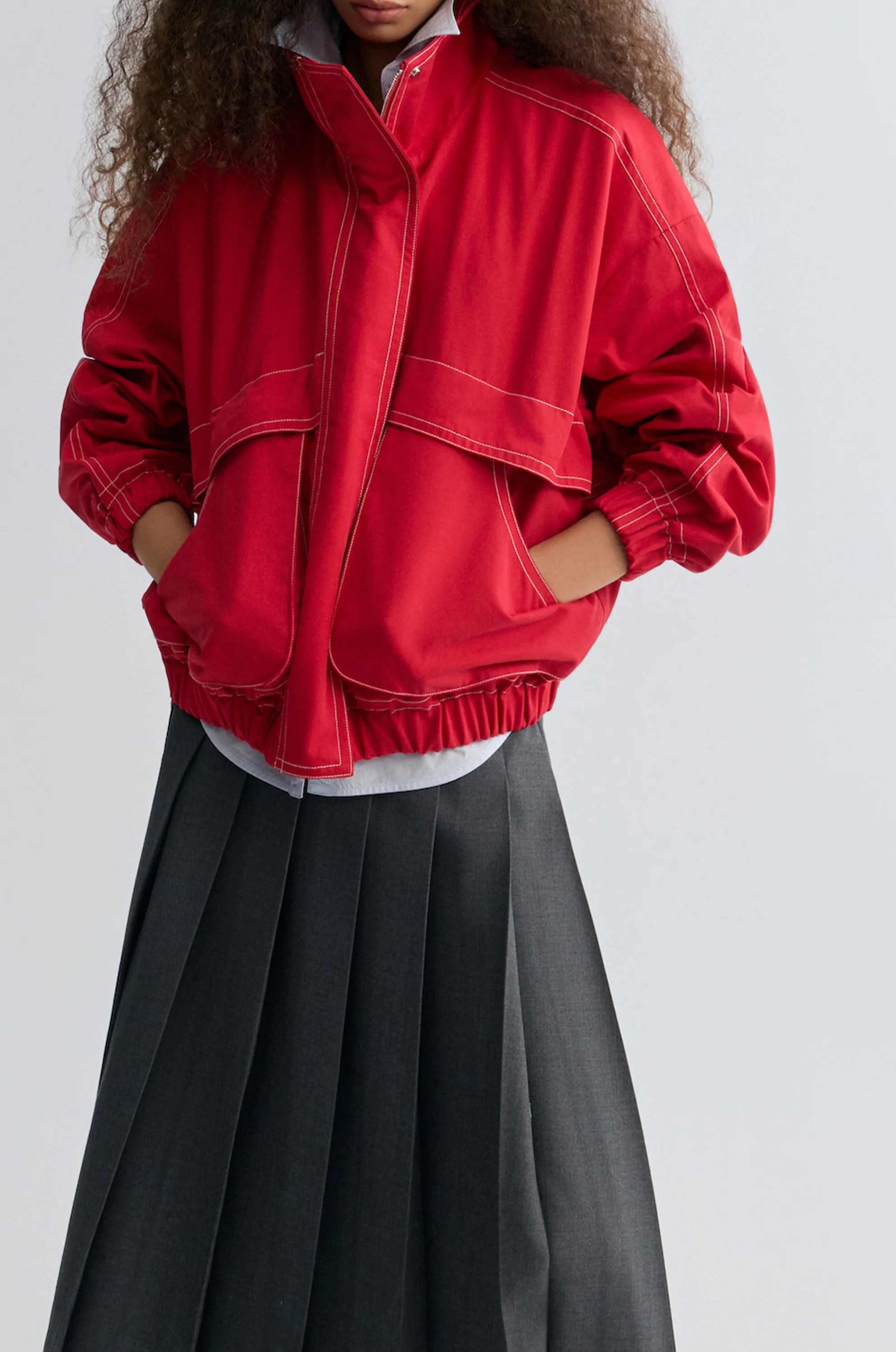 Weekend Flight Parachute Jacket Scarlet | Front Row Shop