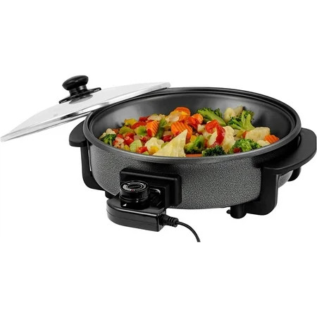 OVENTE Electric Skillet and Frying Pan, 12" Round Cooker with Nonstick Coating, Black SK11112B | Walmart (US)