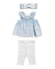 Newborn Girls 2pc Chambray Eyelet Top And Leggings Set | Baby | Marshalls | Marshalls