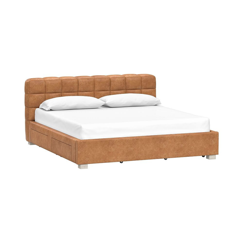 Baldwin Storage Bed Ids : Storage Bed : King : Faux Leather : Caramel ( 1255461 ) | Pottery Barn Teen