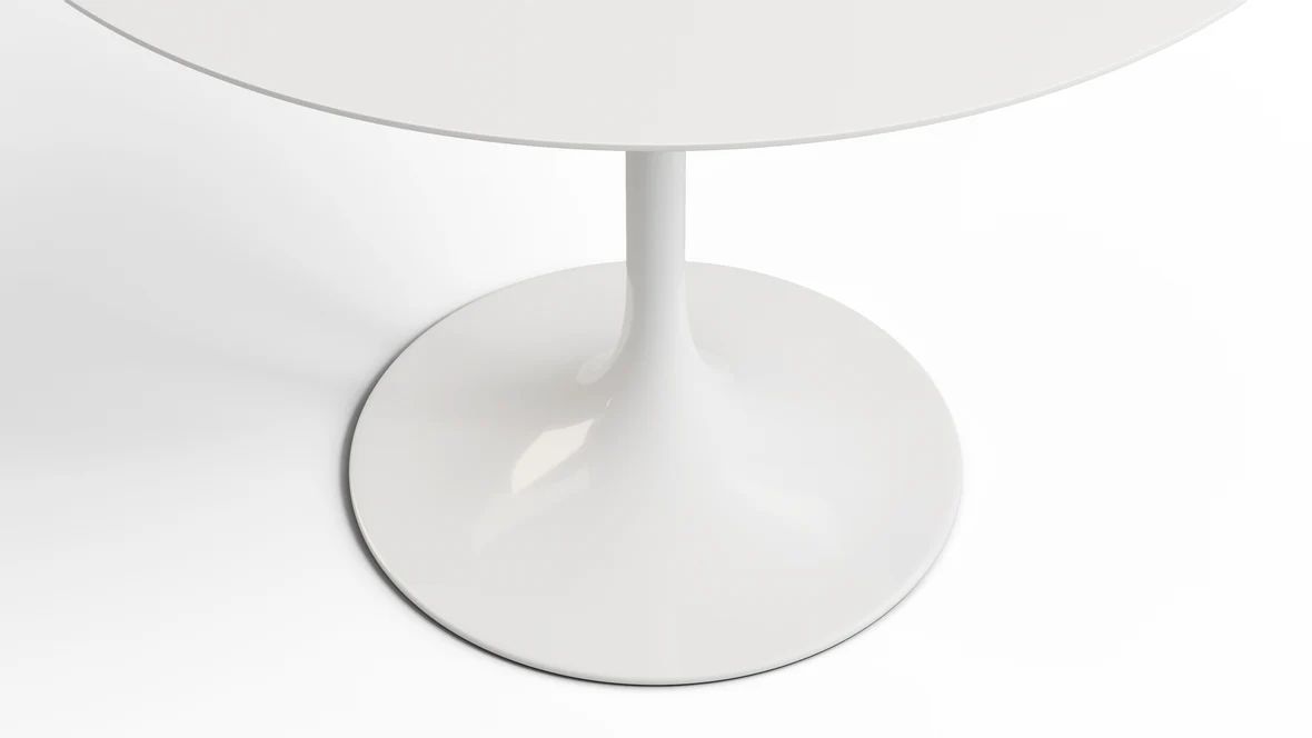 Tulip Style Table - Round Tulip Style Dining Table, White Lacquer, 39in | Interior Icons