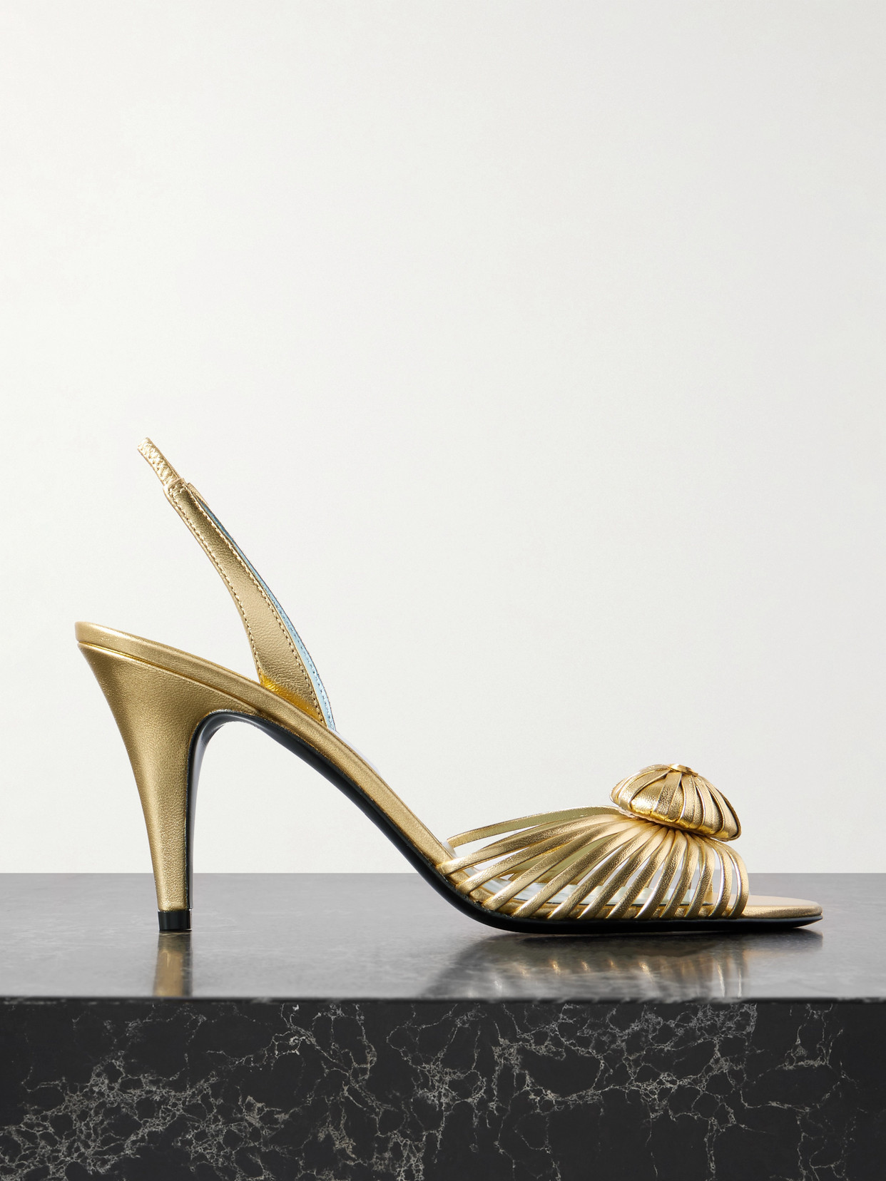 Valentino Garavani - Royal 85 Embellished Metallic Leather Slingback Sandals - Gold | NET-A-PORTER (US)