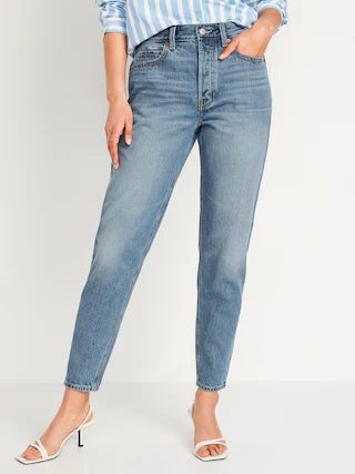 High-Waisted Button-Fly Slouchy Taper Non-Stretch Ankle Jeans for Women | Old Navy (US)