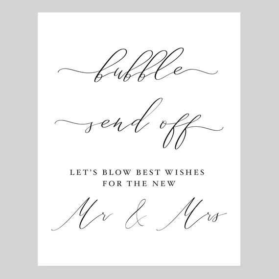 Bubble Send off Sign for Weddings  Bubble Exit Sign  Elegant - Etsy | Etsy (US)