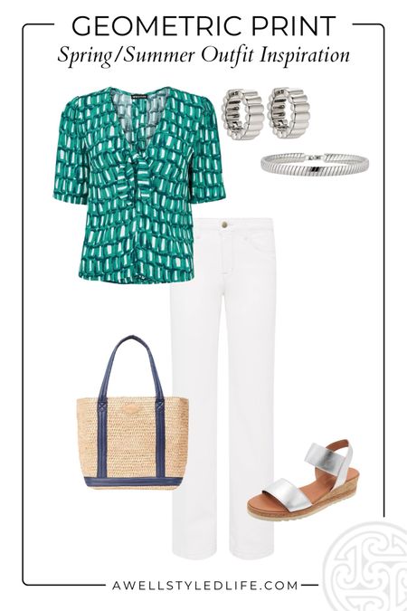 Spring/Summer Outfit Inspiration	

All items from Bloomingdale's

#fashion #fashionover50 #fashionover60 #springfashion #summerfashion #bloomingdales #bloomies #bloomingdalesfashion #whitedenim #geoprint #geometricprint

#LTKOver40 #LTKStyleTip #LTKSeasonal
