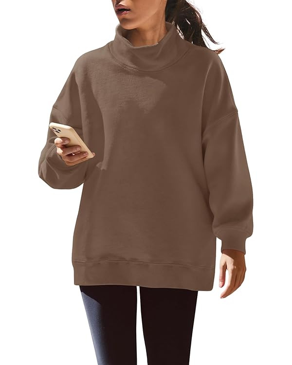 Yanekop Womens Mock Turtleneck Sweatshirt Oversized Turtle Necks Tops Casual Long Sleeve Pullover... | Amazon (US)