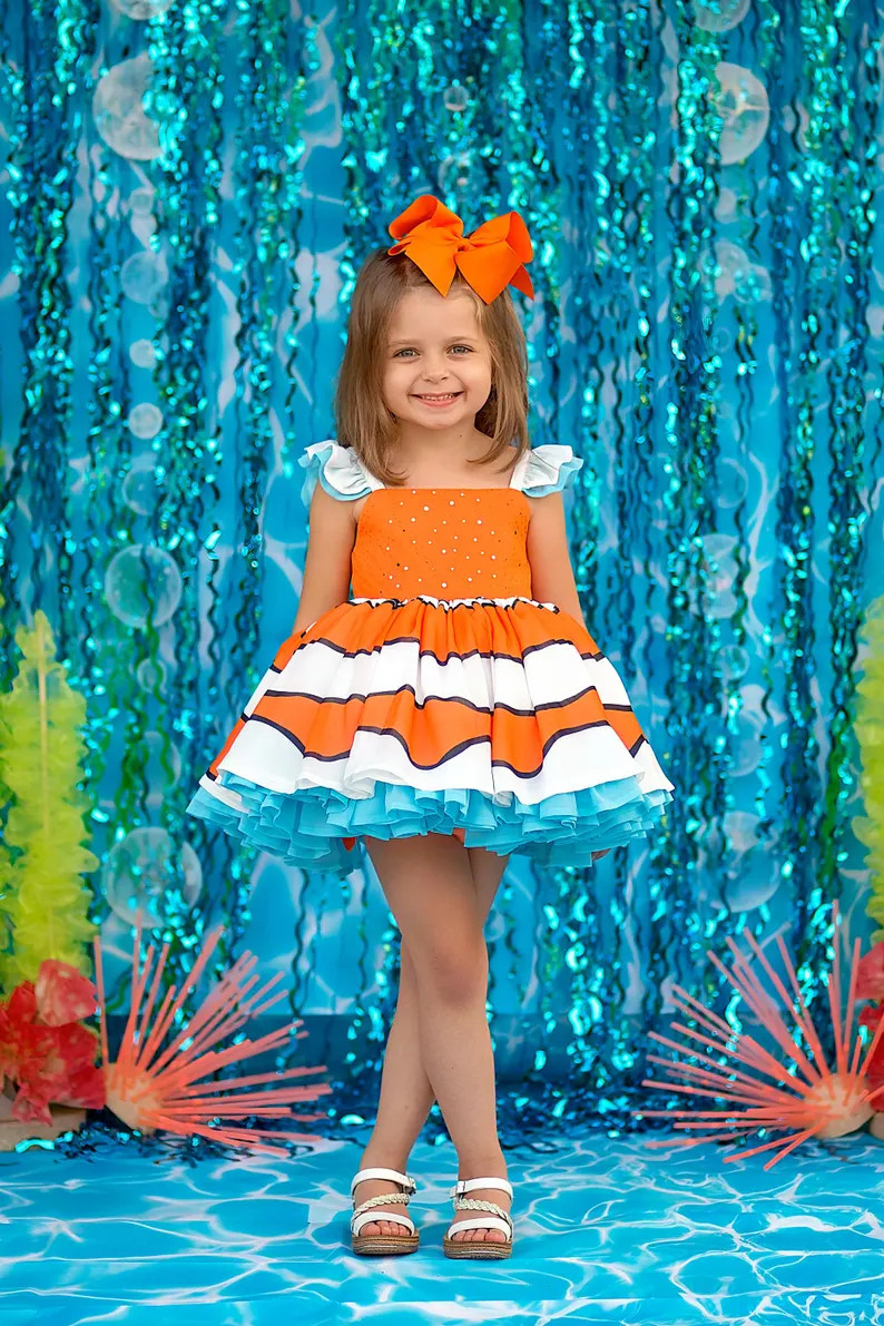 Girls Nemo Dress, Girls Clownfish Dress, Nemo Dress, Nemo Outfit, Cute Nemo Dress - Etsy | Etsy (US)