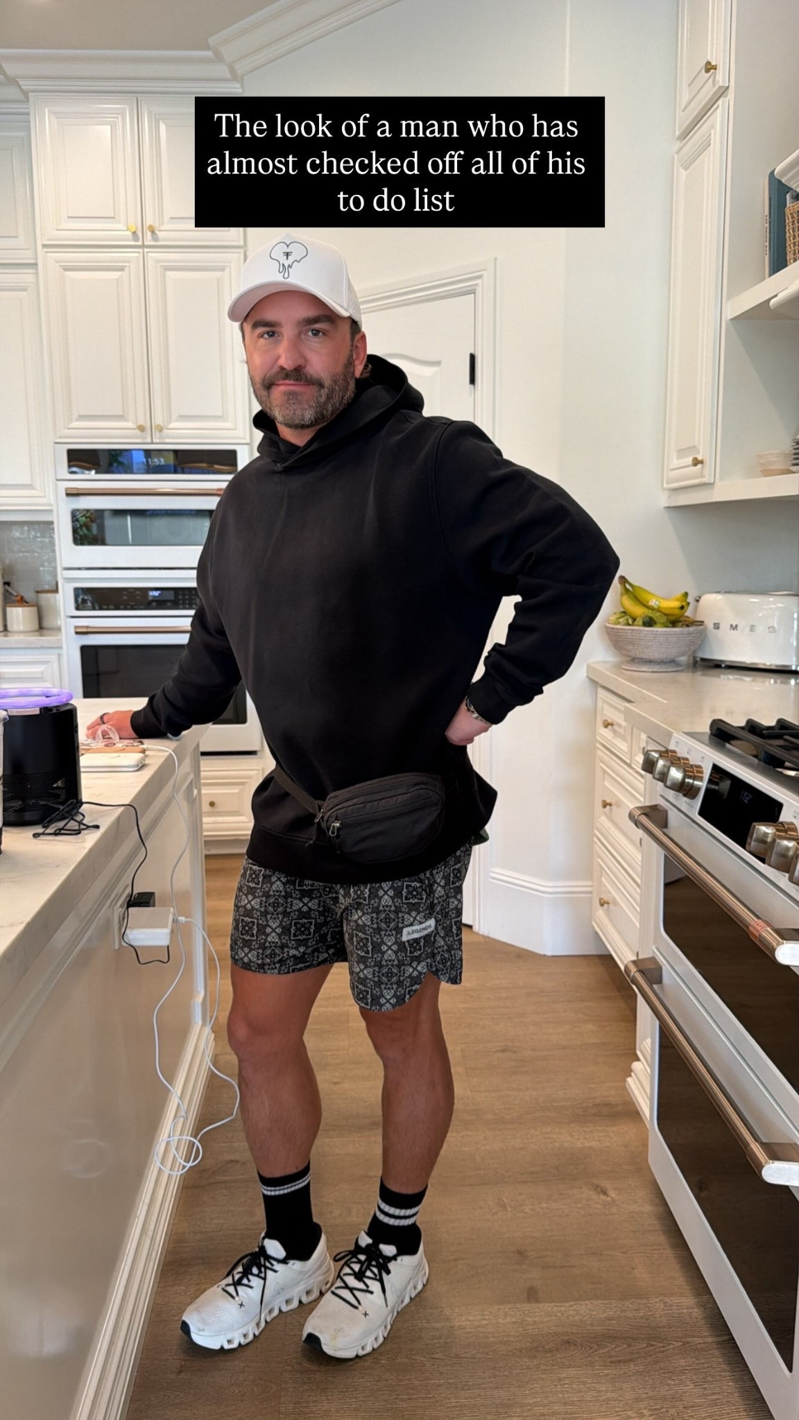 The look of a man who has almost checked off all of his to do list