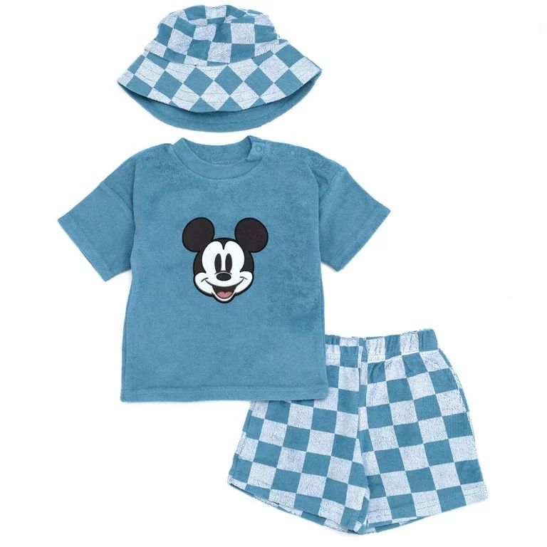 Disney Mickey Mouse Newborn Baby Boys T-Shirt Shorts and Hat 3 Piece Newborn to Infant | Walmart (US)