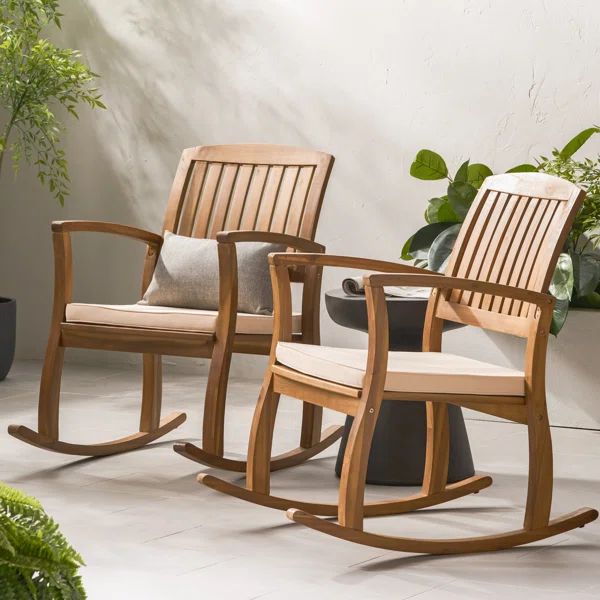 Brizio Acacia Outdoor Rocking Chair | Wayfair North America