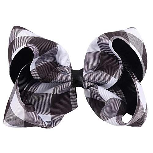 black plaid bow- checkered bow -buffalo plaid bow - plaid bow - white and black bow - buffalo pri... | Amazon (US)