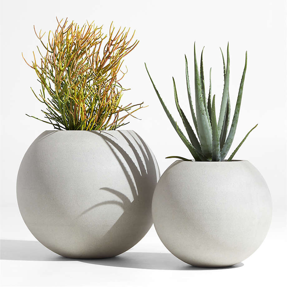 Sphere Large Light Grey Indoor/Outdoor Planter Crate&Barrel Deals Crate&Barrel Sales | Crate & Barrel