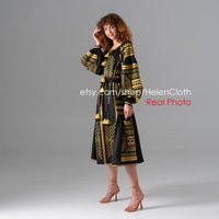 Black Gold Embroidered Linen Kaftan Midi Boho Dress Ukrainian Vyshyvanka Embroidered Women Mexican Bohemian Abaya Caftan | Etsy (US)