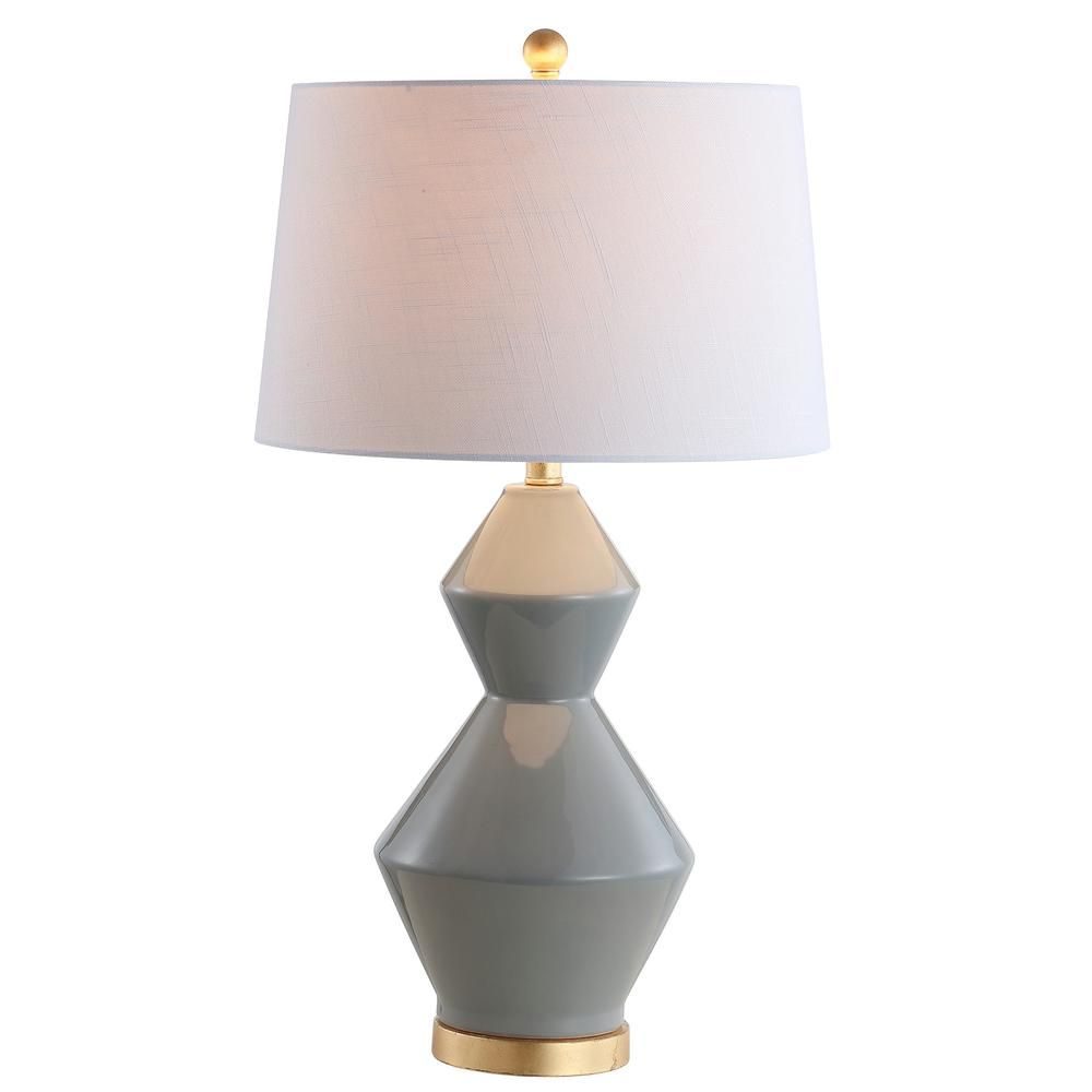 JONATHAN Y Alba 29 in. Gray/Gold Leaf Geometric Ceramic/Metal LED Table Lamp-JYL4013B - The Home ... | The Home Depot