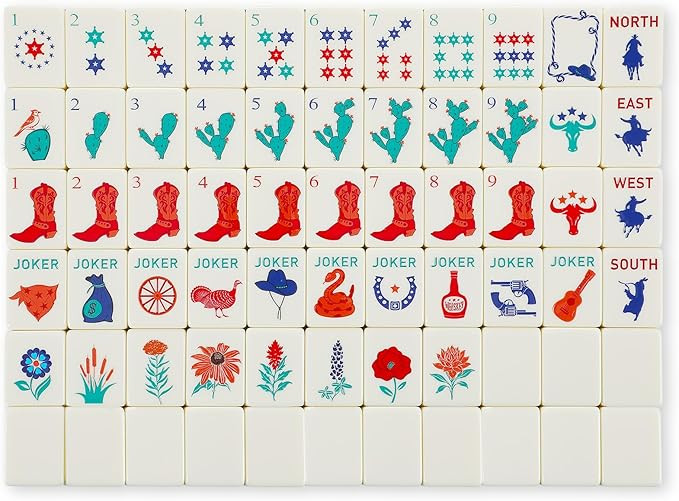Arrowbash 160 Pcs Texas American Mahjong Set, 1.2 x 0.87 Inches Western Mahjong Tiles, Hand Carve... | Amazon (US)