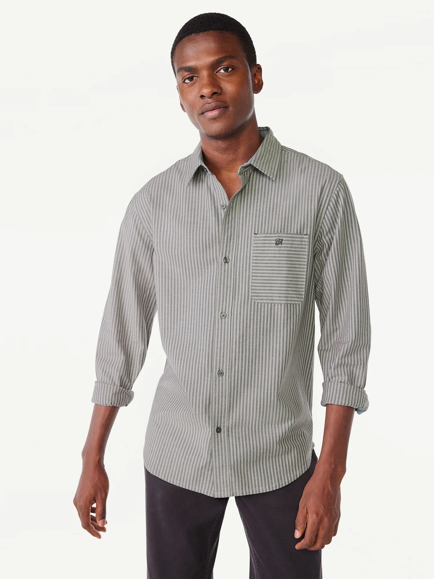 Free Assembly Men's Stretch Oxford Shirt, Sizes XS-3XL - Walmart.com | Walmart (US)