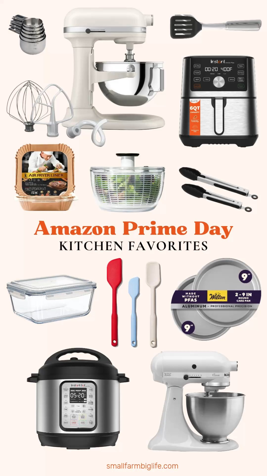 Prime Day is the best time to invest in kitchen tools you use every single day and these are the pieces I reach for constantly in my own kitchen. I use the Instant Pot for everything from hard boiling eggs to soups and stews, and the Instant Pot Vortex Air Fryer gets used multiple times a week. The KitchenAid stand mixer is the one kitchen investment I always tell people is worth every penny, and Prime Day is the best time of year to grab one. The OXO salad spinner is my most used summer kitchen tool right now because I am making salads constantly, and the air fryer paper liners are a total game changer for cleanup. I also linked the glass food storage containers, measuring cups, silicone spatulas, and cake pans that I use all the time for my gluten free recipes. Save this post so you have it ready when Prime Day goes live June 23! Tap to shop! 

 #LTKfoodie #LTKHome #LTKSaleAlert