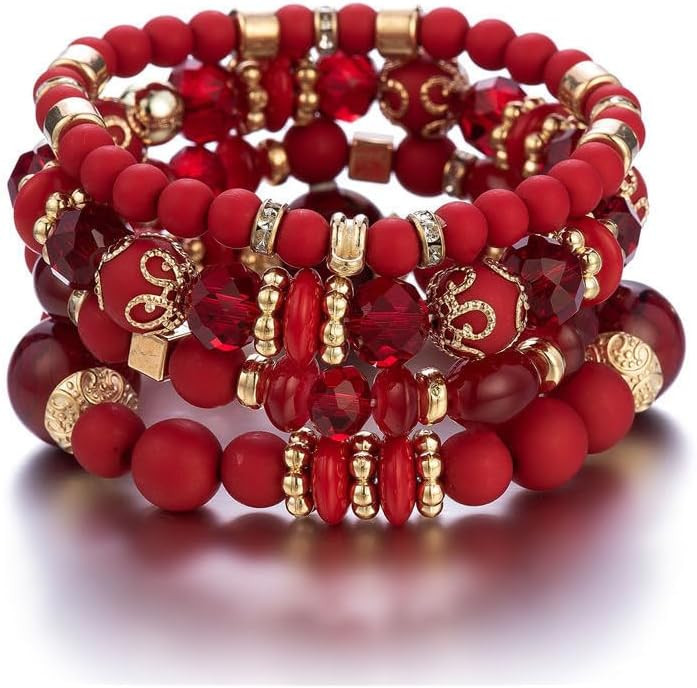 Pingyongchang Stackable Beaded Bracelets for Women Multi-Layer Mixed Color Beaded Stretch Bracele... | Amazon (US)