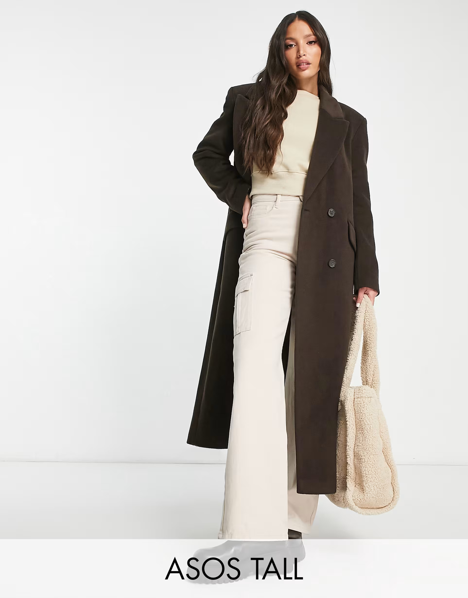 ASOS DESIGN Tall smart dad coat in chocolate | ASOS (Global)