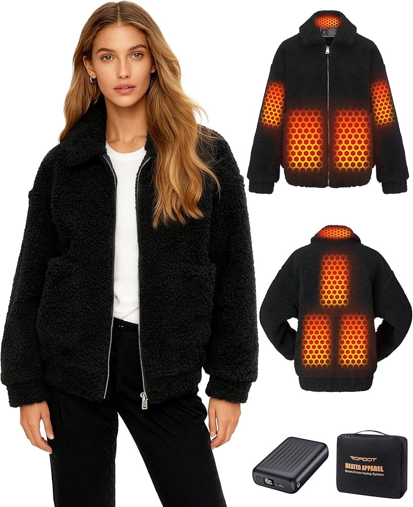 Topdot Women's Fleece Heating Jacket with Power Bank 18400 mAh 12 V - 8 Heating Zones Heated Jack... | Amazon (DE)