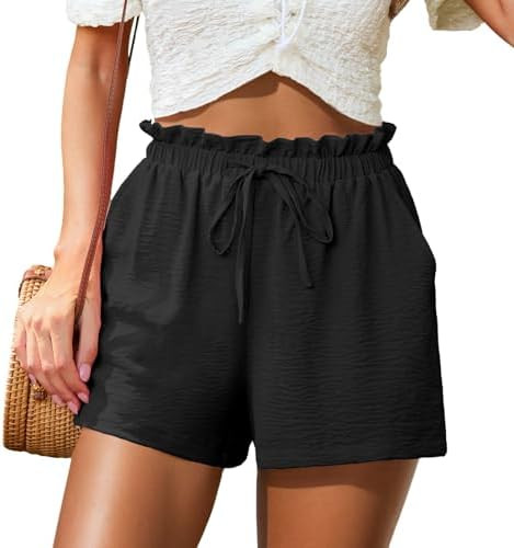 Womens Summer Shorts with Pockets High Waisted Wide Leg Cute Ruffle Waist Drawstring Casual 2026 ... | Amazon (US)