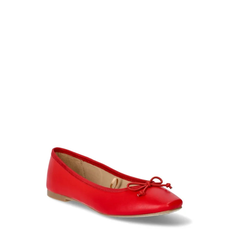 Time and Tru Women’s String Bow Ballet Flats, Sizes 6-11 - Walmart.com | Walmart (US)