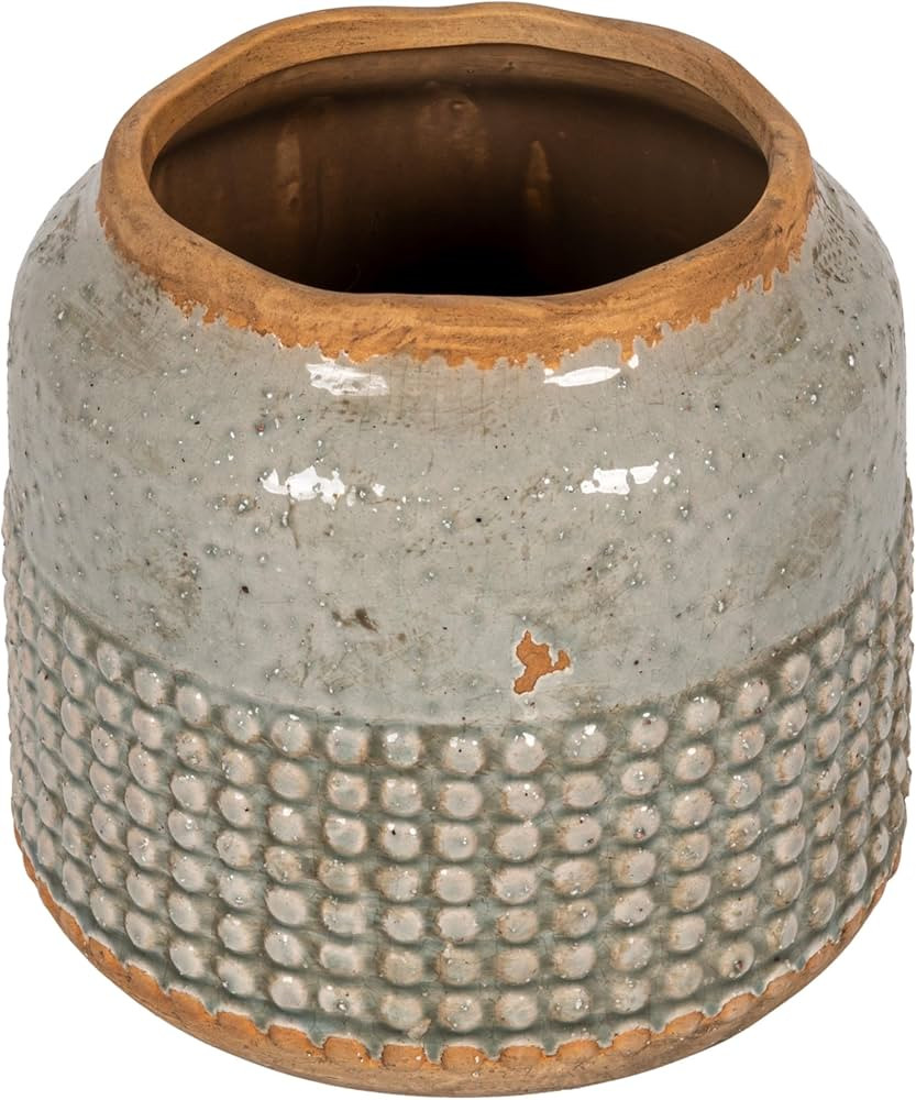 Creative Co-Op Round Terra-Cotta Hobnail Planter Vase with Heavily Distressed Finish | Amazon (US)