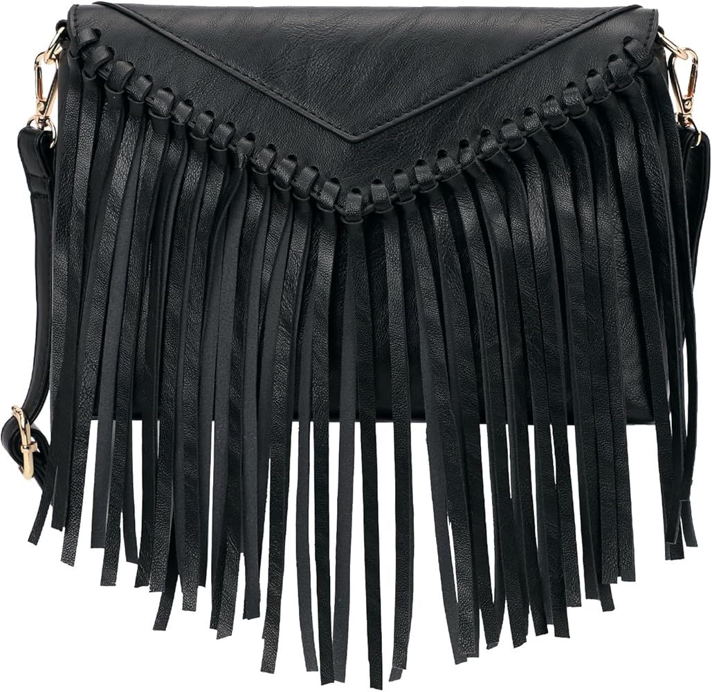 Tassel Crossbody Purse for Women PU Leather Western Hobo Fringe Handbag Shoulder Bag | Amazon (US)
