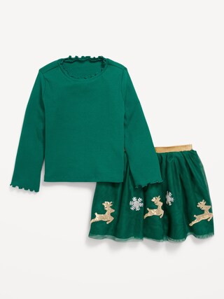 Long-Sleeve T-Shirt and Tutu Skirt Set for Toddler Girls | Old Navy (US)