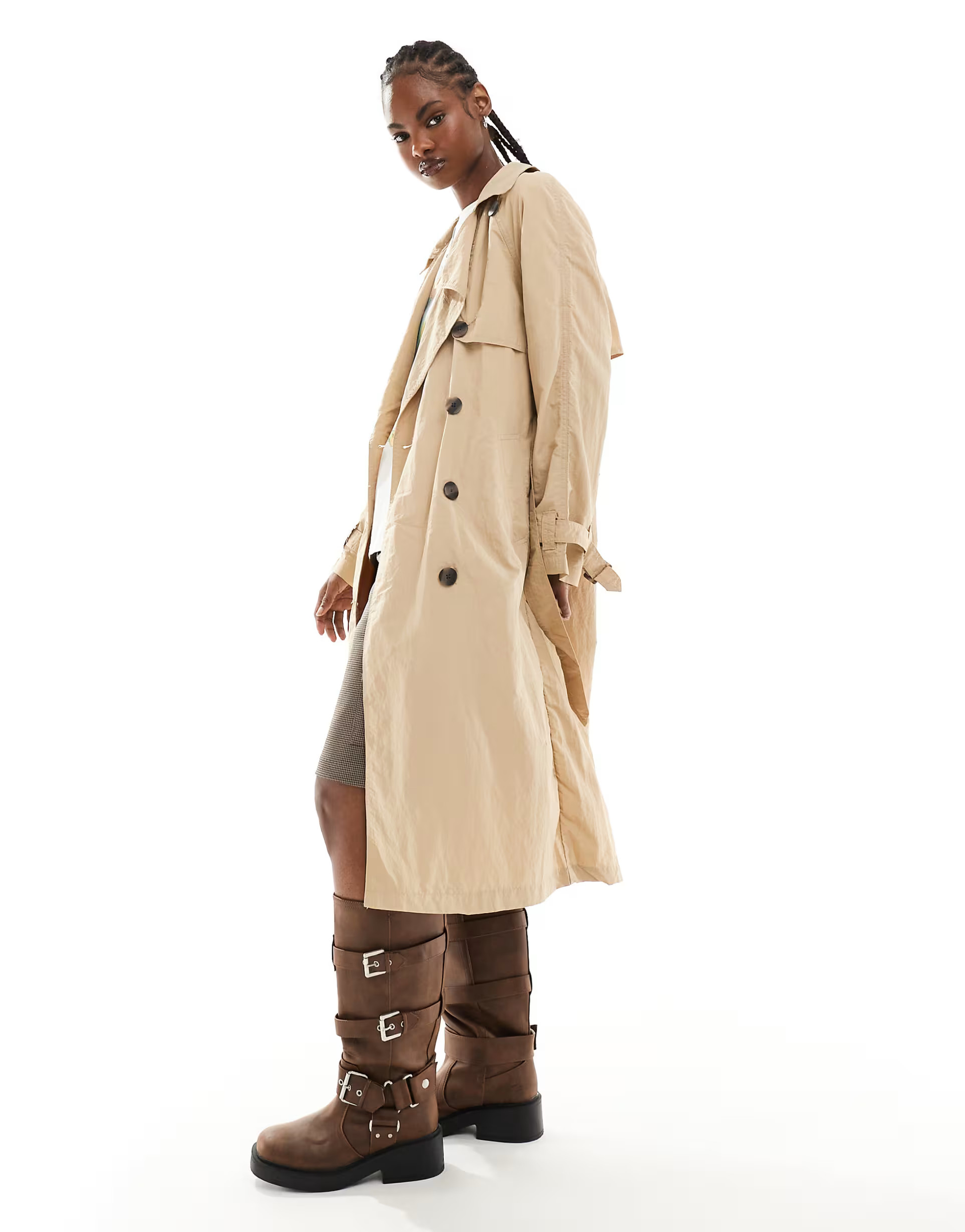 French Connection long lightweight trenchcoat in stone | ASOS (Global)