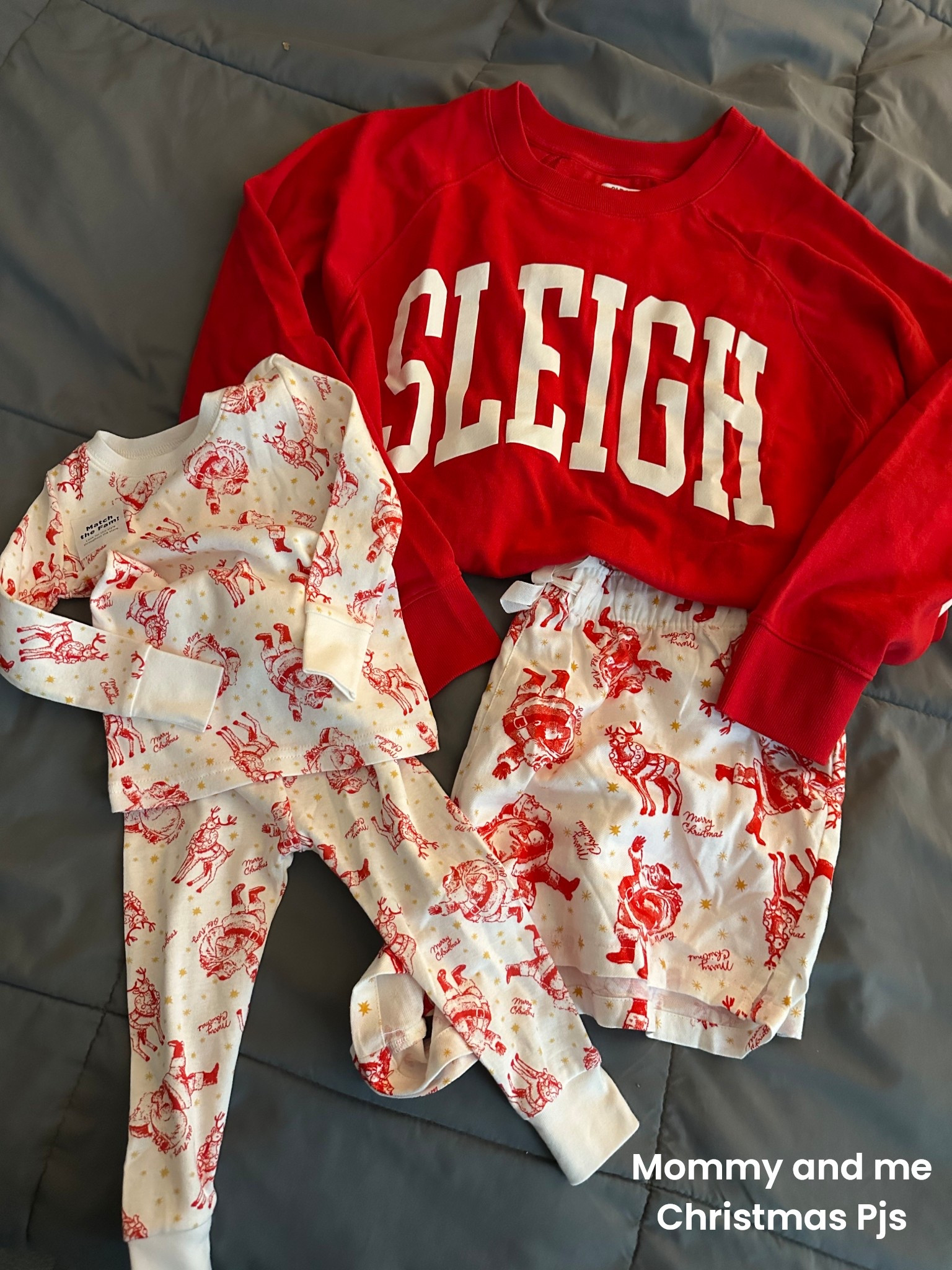 Cutest, comfiest matching Christmas pjs for the whole fam. Mommy and me Christmas! Size up in the sweatshirt for an oversized fit! On major sale! Old Navy style 

#LTKSaleAlert #LTKFamily #LTKHoliday