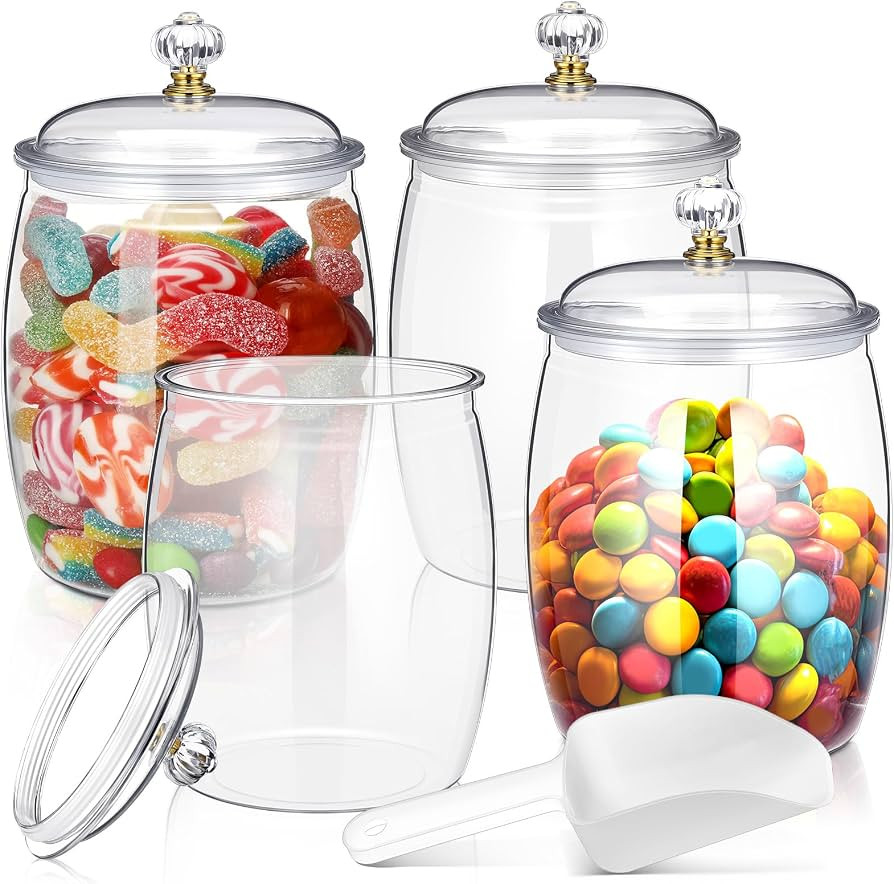 Nuogo 4 Pcs Plastic Candy and Cookie Jars with Lids Clear Cookie Container Candy Jars Large Airti... | Amazon (US)