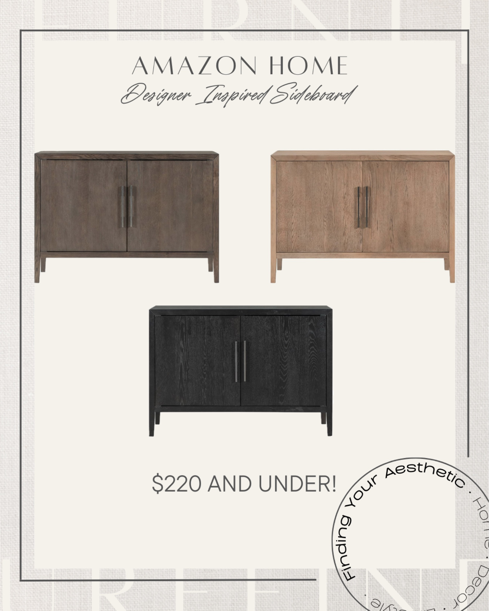 Amazon home find: these affordable sideboard buffet cabinets are $220 and under for an RH designer inspired look for less. 

Dining room cabinet // sideboard cabinet modern // RH inspired cabinet // restoration hardware look for less // Amazon home deals // Amazon finds // entryway cabinet

#LTKhome