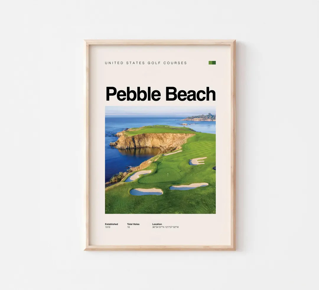 Pebble Beach Golf Course Poster – Printable Gift for Golf Lovers - Minimal Style - Digital Down... | Etsy (US)