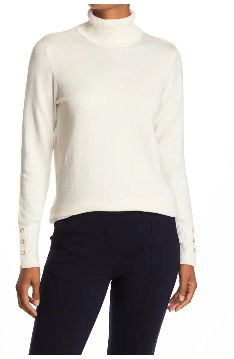 Turtleneck Button Sleeve Pullover Sweater | Nordstrom Rack