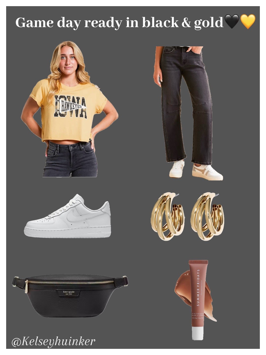 Game Day Ready in Black & Gold 🖤💛 | Iowa Hawkeyes Football Outfit | #IowaHawkeyes #GameDayOutfit #CollegeFootballFashion #TailgateStyle #HawkeyeStyle #BlackAndGold #LTKGameDay #StadiumStyle #IowaFootball

#LTKStyleTip #LTKBeauty #LTKItBag