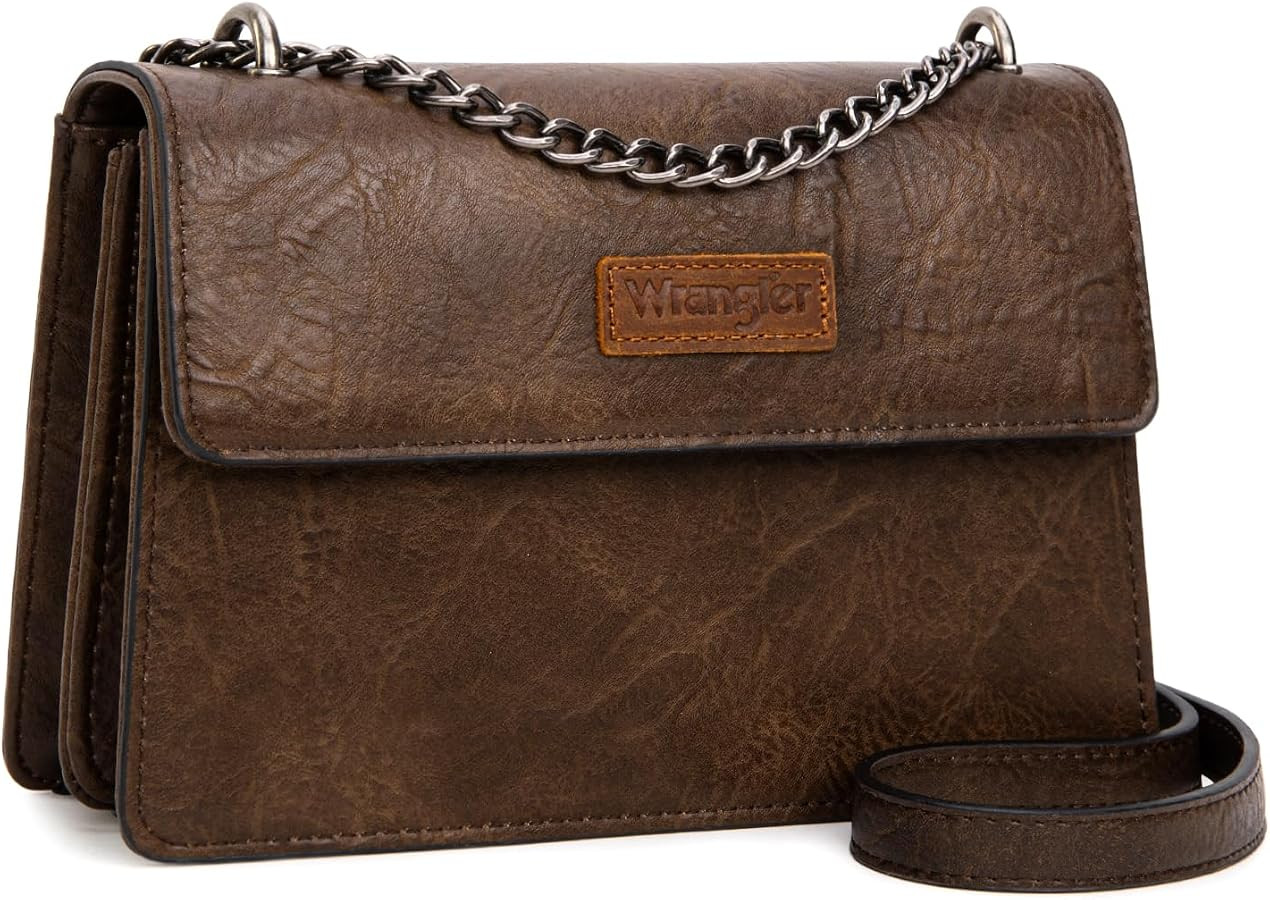 Wrangler Crossbody Purse for Women Shoulder Bag Vintage Wallets with Chain Strap | Amazon (US)
