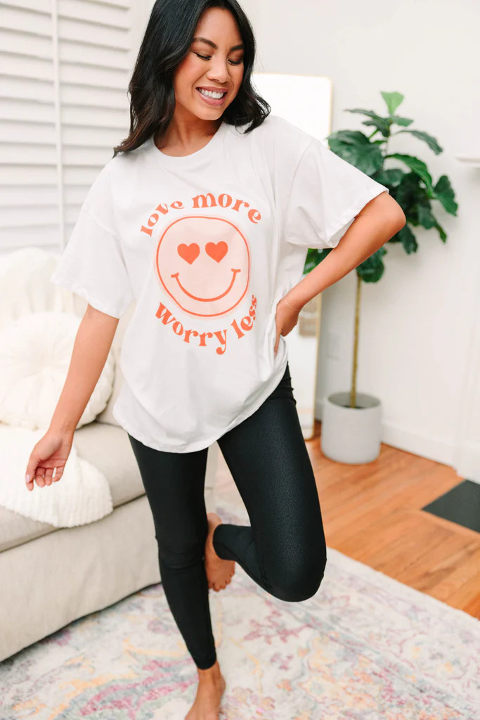 Love More Worry Less White Graphic Tee | The Mint Julep Boutique